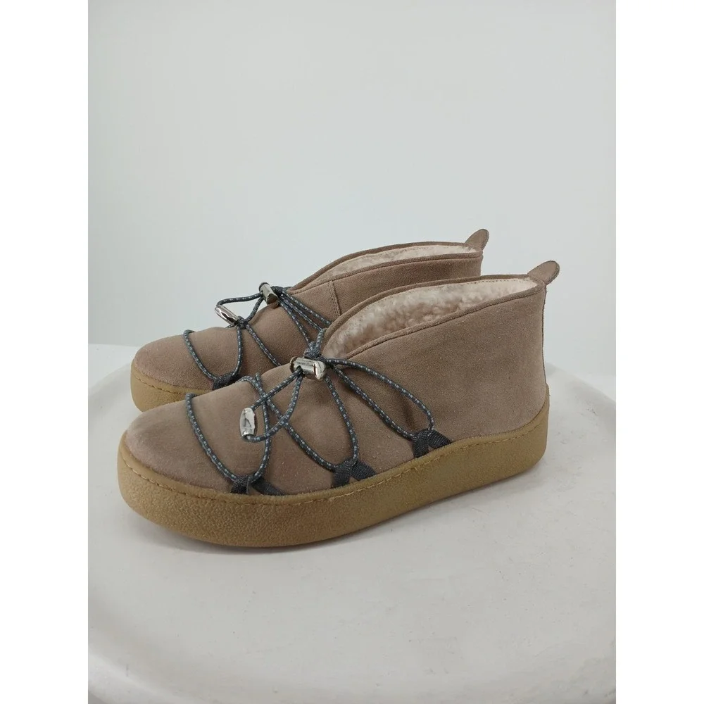 FREE PEOPLE Snowdrop Micro Shearling Boot Womens 11M Tan Suede NEW DB5